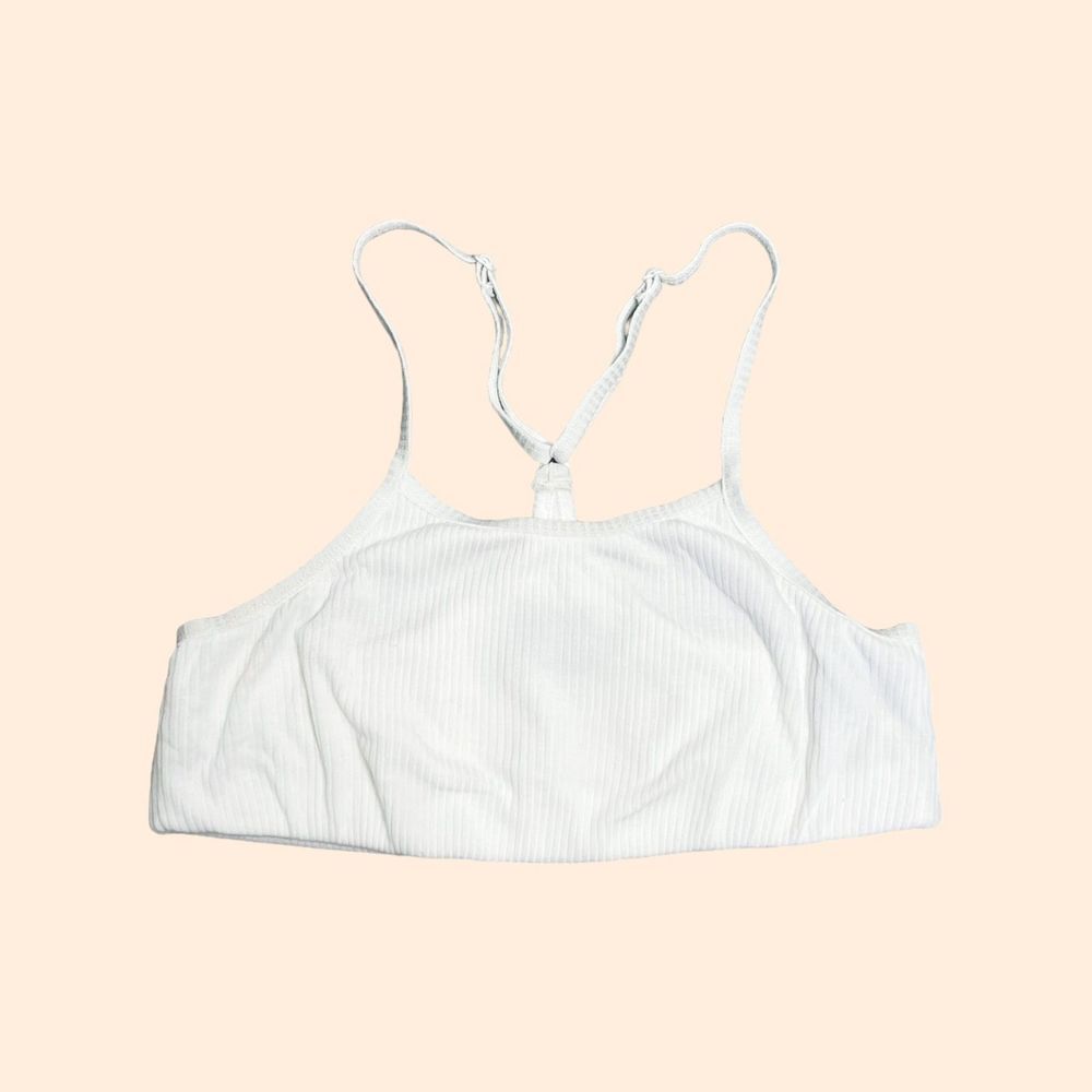 WSLY White Ribbed Bralette